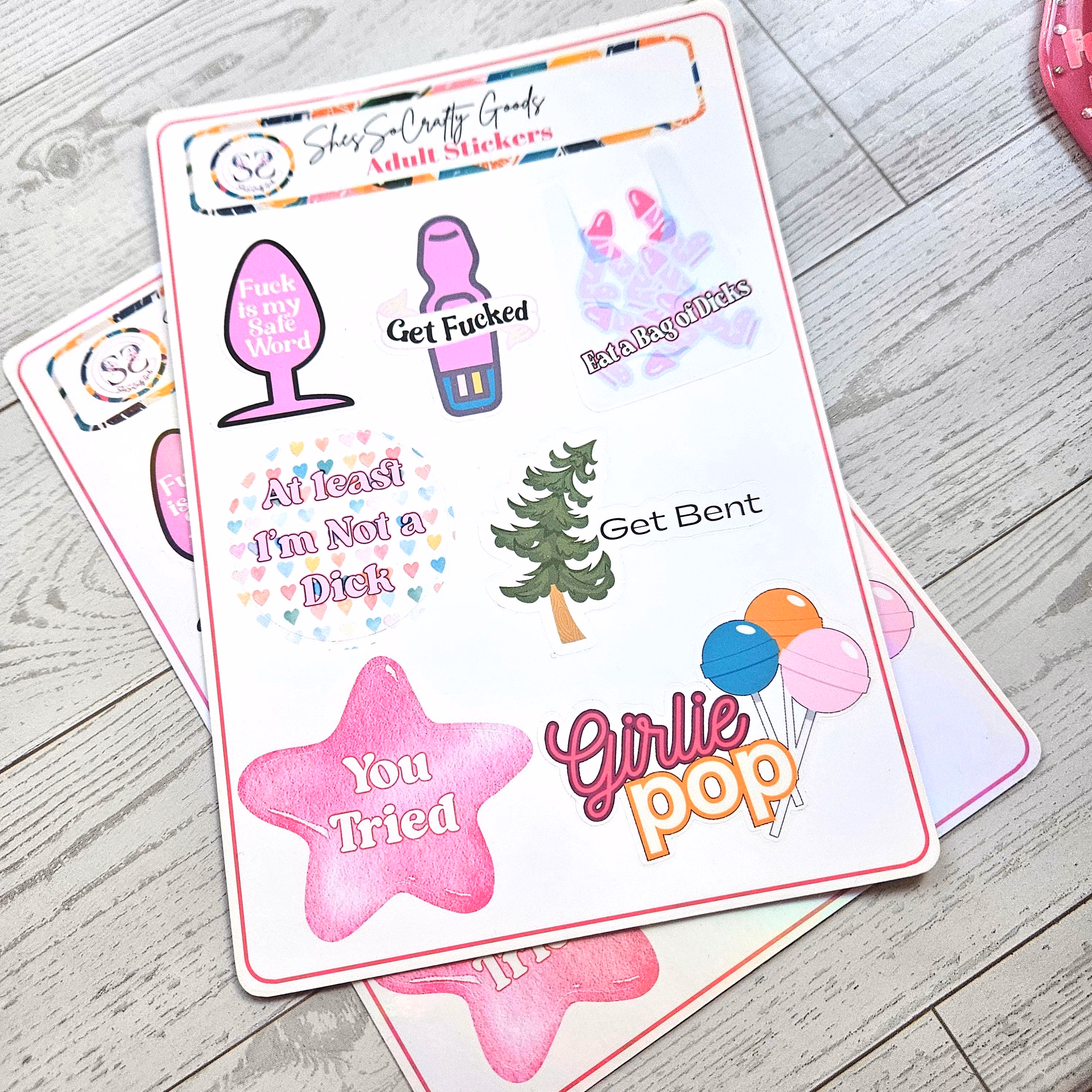 Funny Adult Sticker Sheet | Sarcastic Dark Humor Vinyl Decals – Say It Louder – Handmade by ShesSoCrafty Goods