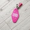 il_fullxfull.7867738090_qvjt Pink Pony Club Motel Keychain — White Pink Rhinestone Tassel Bag Charm – Keychains – Handmade by ShesSoCrafty Goods