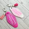 Rhinestone Motel Keychain Bag Charm, Hot Pink or Blush Glam – Keychains – Handmade by ShesSoCrafty Goods