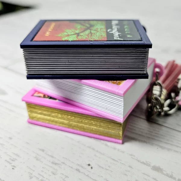 il_fullxfull.7881715590_l2mp Book Bag Charm — Custom Mini Bookish Keychain, Personalized Engraved Cover Charm – Bookish – Handmade by ShesSoCrafty Goods