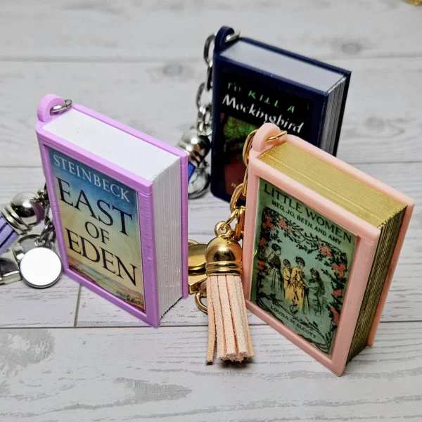 il_fullxfull.7881991212_hg02 Book Bag Charm — Custom Mini Bookish Keychain, Personalized Engraved Cover Charm – Bookish – Handmade by ShesSoCrafty Goods