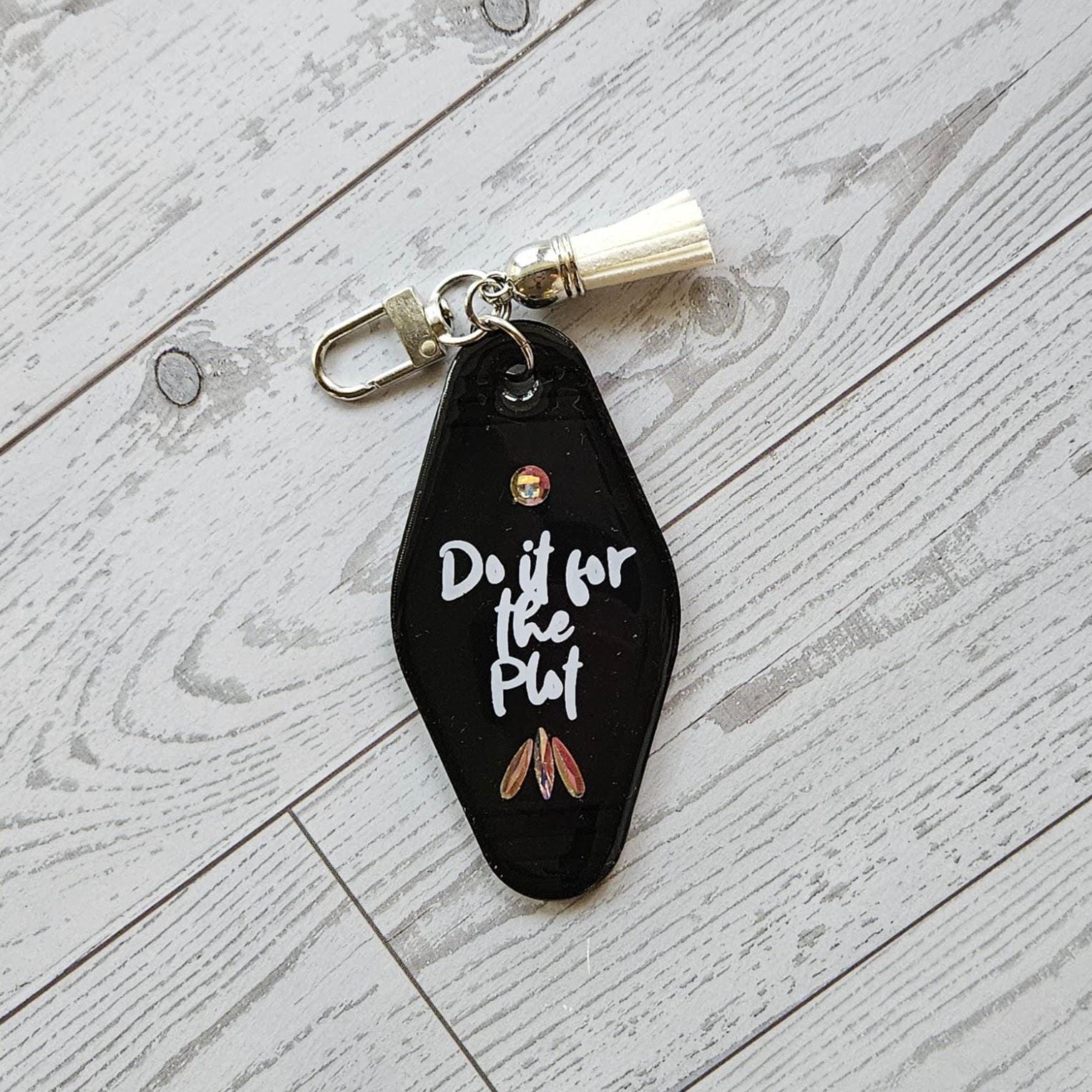 Retro Motel Keychain Bag Charm, Do It For the Plot Rhinestones Retro Motel Keychain Bag Charm, Do It For the Plot Rhinestones – Keychains – Handmade by ShesSoCrafty Goods