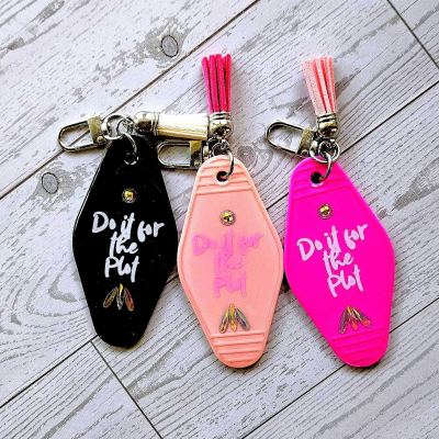 Retro Motel Keychain Bag Charm, Do It For the Plot Rhinestones – Keychains – Handmade by ShesSoCrafty Goods