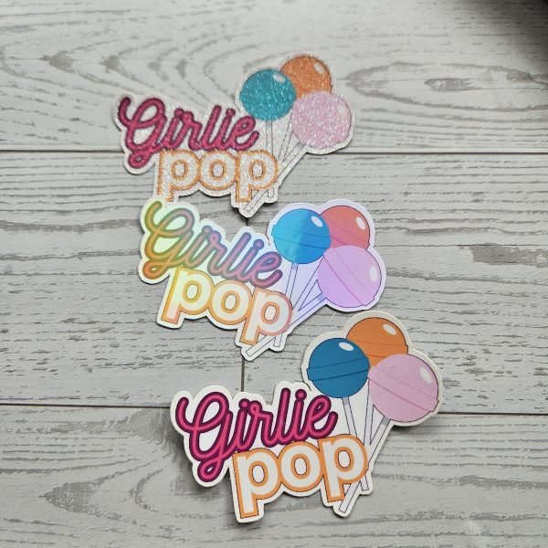 Girlie Pop Lollipop Sticker Holographic Glitter Matte Coquette Decal – Uncategorized – Handmade by ShesSoCrafty Goods