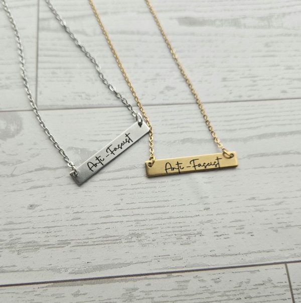 il_fullxfull.7909059768_e6ba Anti-Fascist Bar Necklace, Stainless Steel Resistance Jewelry, Leftist Political Pendant, Punk Engraved Charm – Jewelry – Handmade by ShesSoCrafty Goods