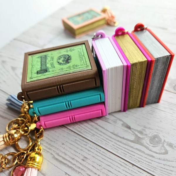 il_fullxfull.7932662863_rydw Book Bag Charm — Custom Mini Bookish Keychain, Personalized Engraved Cover Charm – Bookish – Handmade by ShesSoCrafty Goods