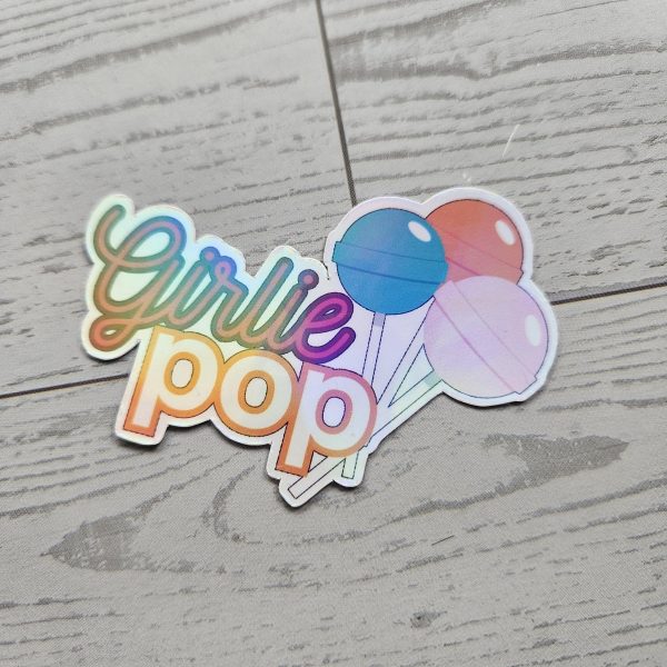 Girlie Pop Lollipop Sticker Holographic Glitter Matte Coquette Decal – Uncategorized – Handmade by ShesSoCrafty Goods