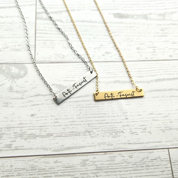 il_fullxfull.7957020195_t9yp Anti-Fascist Bar Necklace, Stainless Steel Resistance Jewelry, Leftist Political Pendant, Punk Engraved Charm – Jewelry – Handmade by ShesSoCrafty Goods