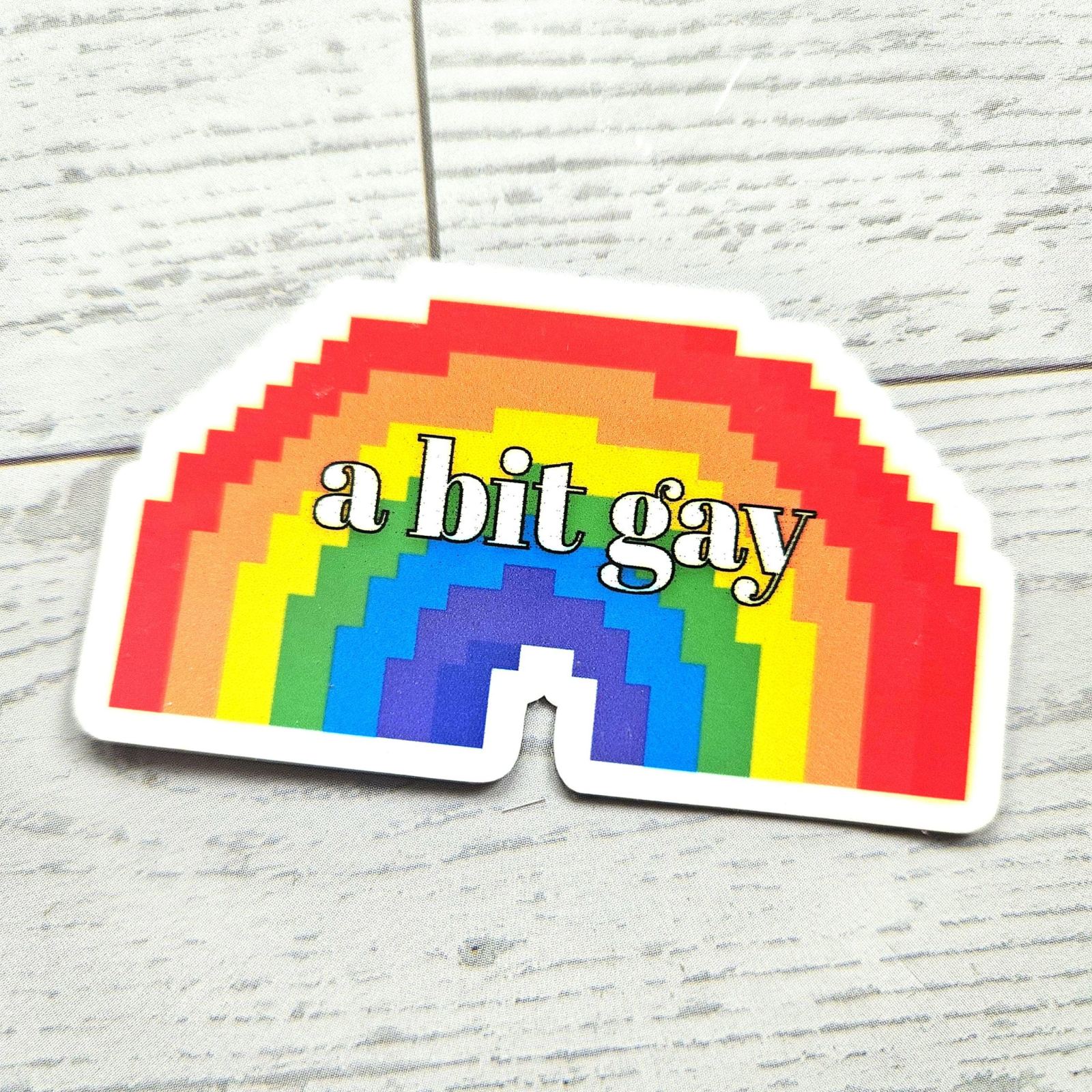 A Bit Gay Pride Sticker, Holographic Pixel Rainbow LGBTQ Decal A Bit Gay Pride Sticker, Holographic Pixel Rainbow LGBTQ Decal β Say It Louder β Handmade by ShesSoCrafty Goods