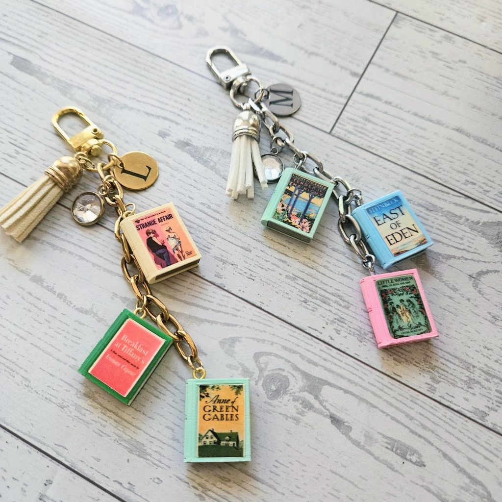 Book Bag Charm Set of 3, Custom Cover BookTok Keychain, Engraved Bookish Charm – Bookish – Handmade by ShesSoCrafty Goods