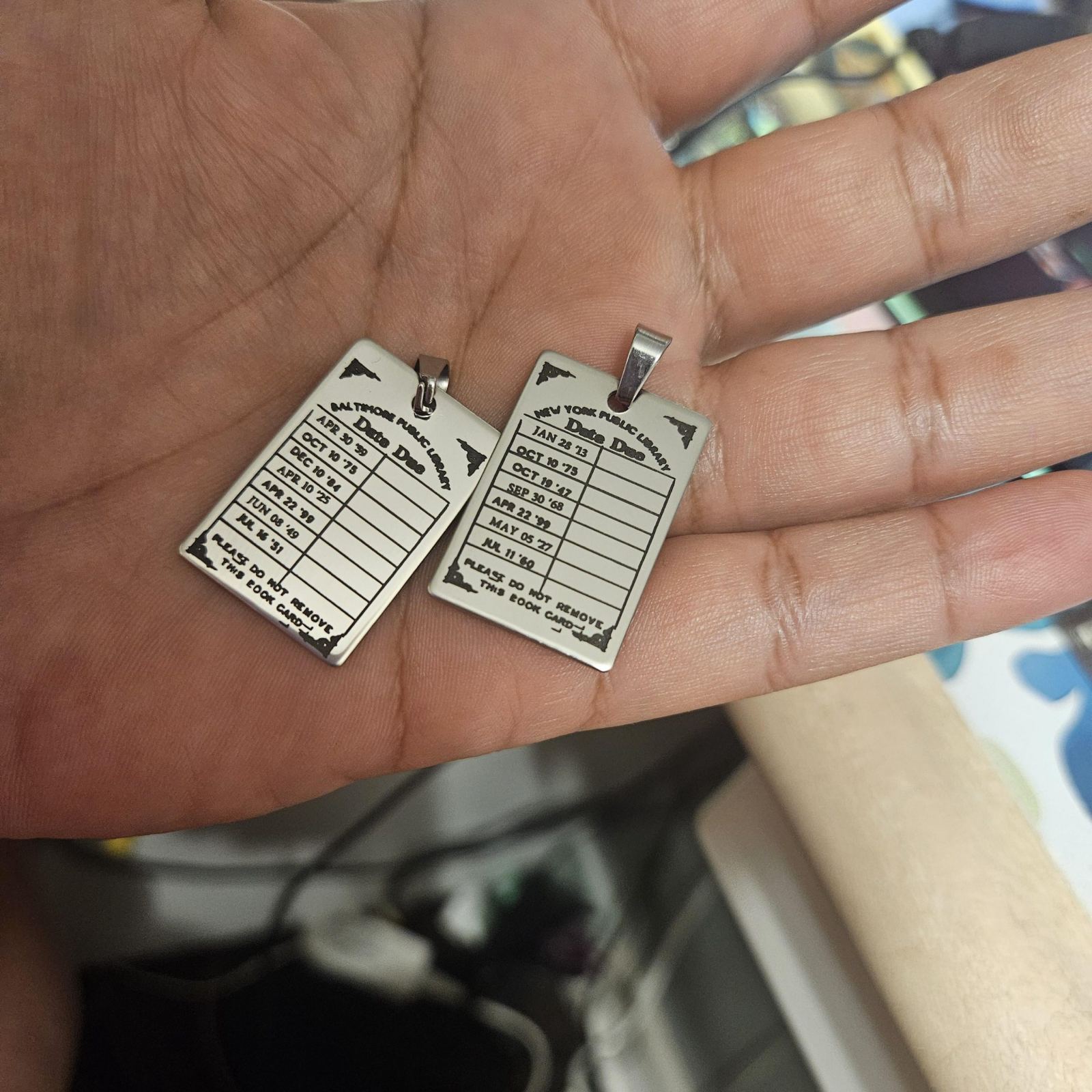 Personalized Library Due Date Necklace, Custom Engraved Library Card Pendant, Vintage Bookish Jewelry Personalized Library Due Date Necklace, Custom Engraved Library Card Pendant, Vintage Bookish Jewelry – Bookish – Handmade by ShesSoCrafty Goods