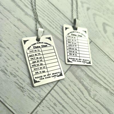 Personalized Library Due Date Necklace, Custom Engraved Library Card Pendant, Vintage Bookish Jewelry – Bookish – Handmade by ShesSoCrafty Goods