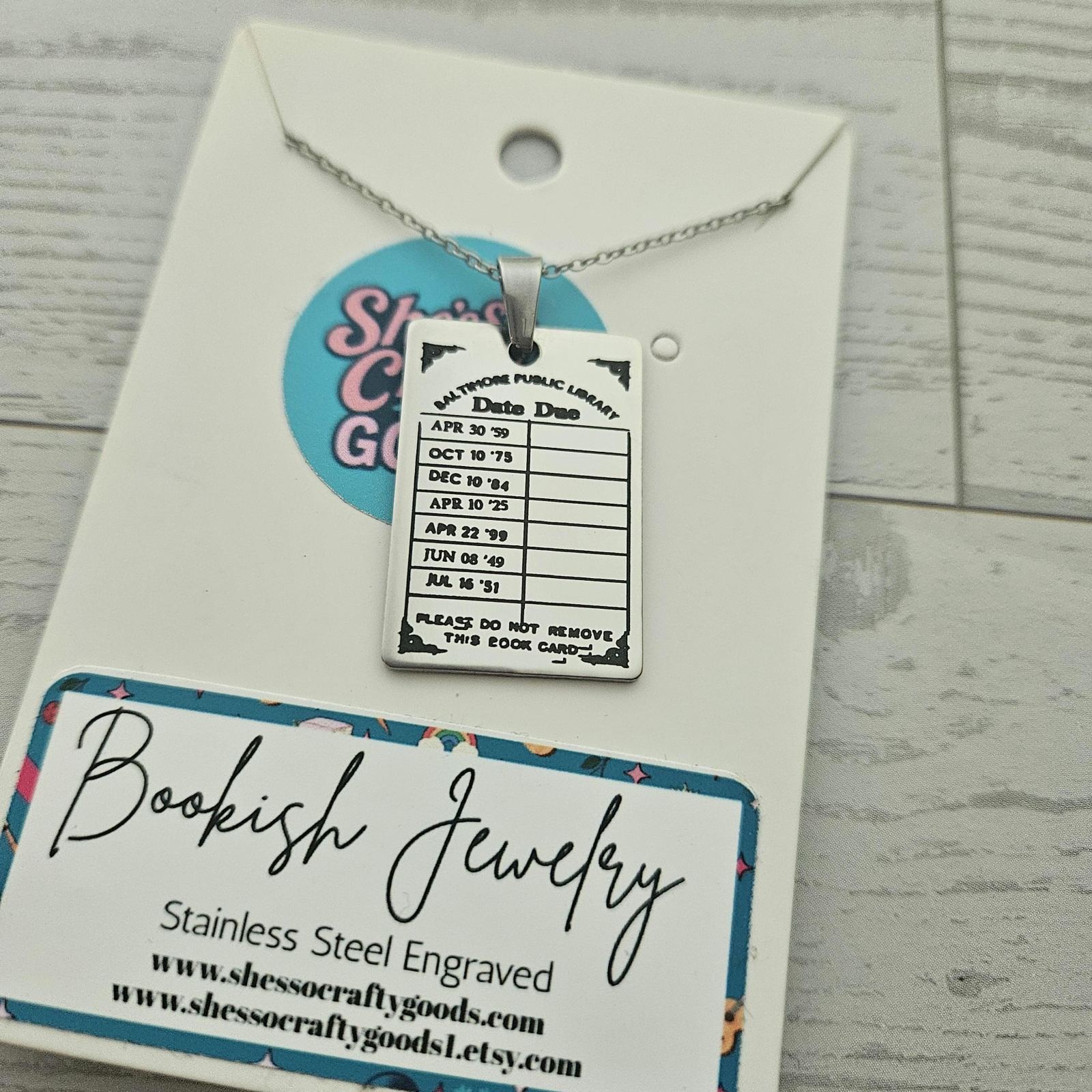 Personalized Library Due Date Necklace, Custom Engraved Library Card Pendant, Vintage Bookish Jewelry Personalized Library Due Date Necklace, Custom Engraved Library Card Pendant, Vintage Bookish Jewelry – Bookish – Handmade by ShesSoCrafty Goods