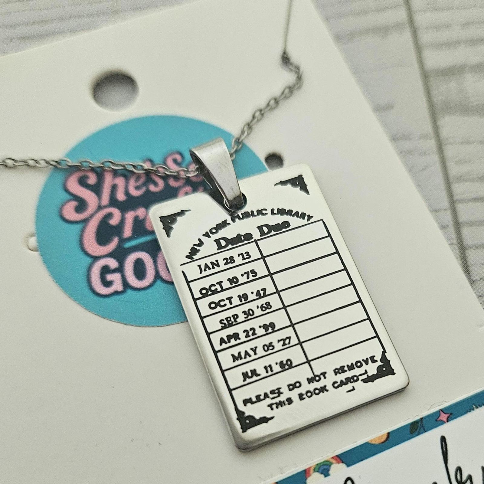 Personalized Library Due Date Necklace, Custom Engraved Library Card Pendant, Vintage Bookish Jewelry Personalized Library Due Date Necklace, Custom Engraved Library Card Pendant, Vintage Bookish Jewelry – Bookish – Handmade by ShesSoCrafty Goods
