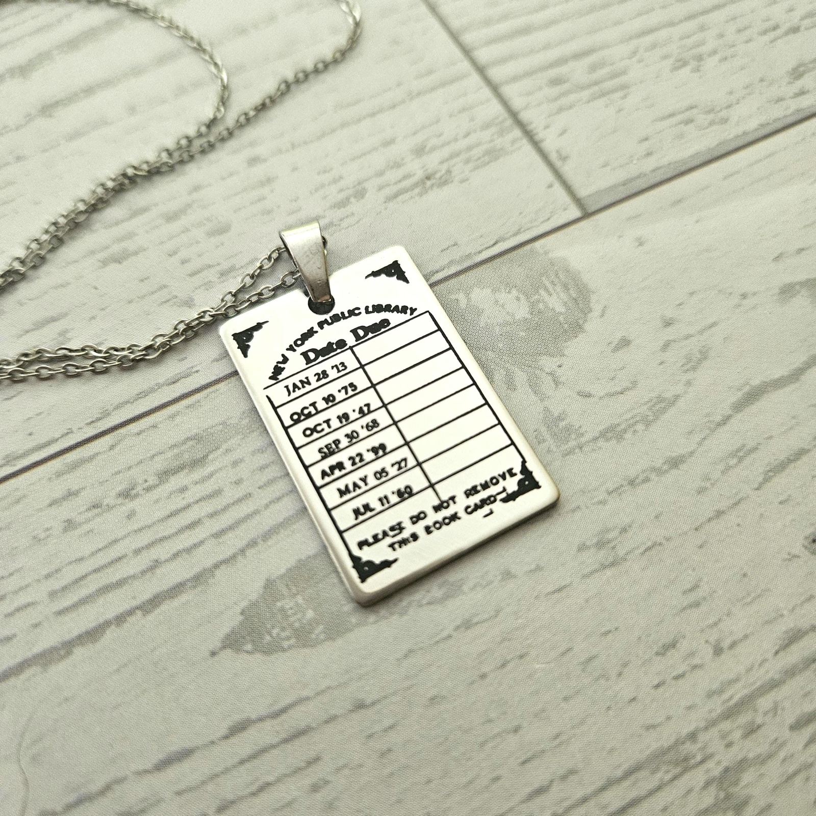Personalized Library Due Date Necklace, Custom Engraved Library Card Pendant, Vintage Bookish Jewelry Personalized Library Due Date Necklace, Custom Engraved Library Card Pendant, Vintage Bookish Jewelry – Bookish – Handmade by ShesSoCrafty Goods