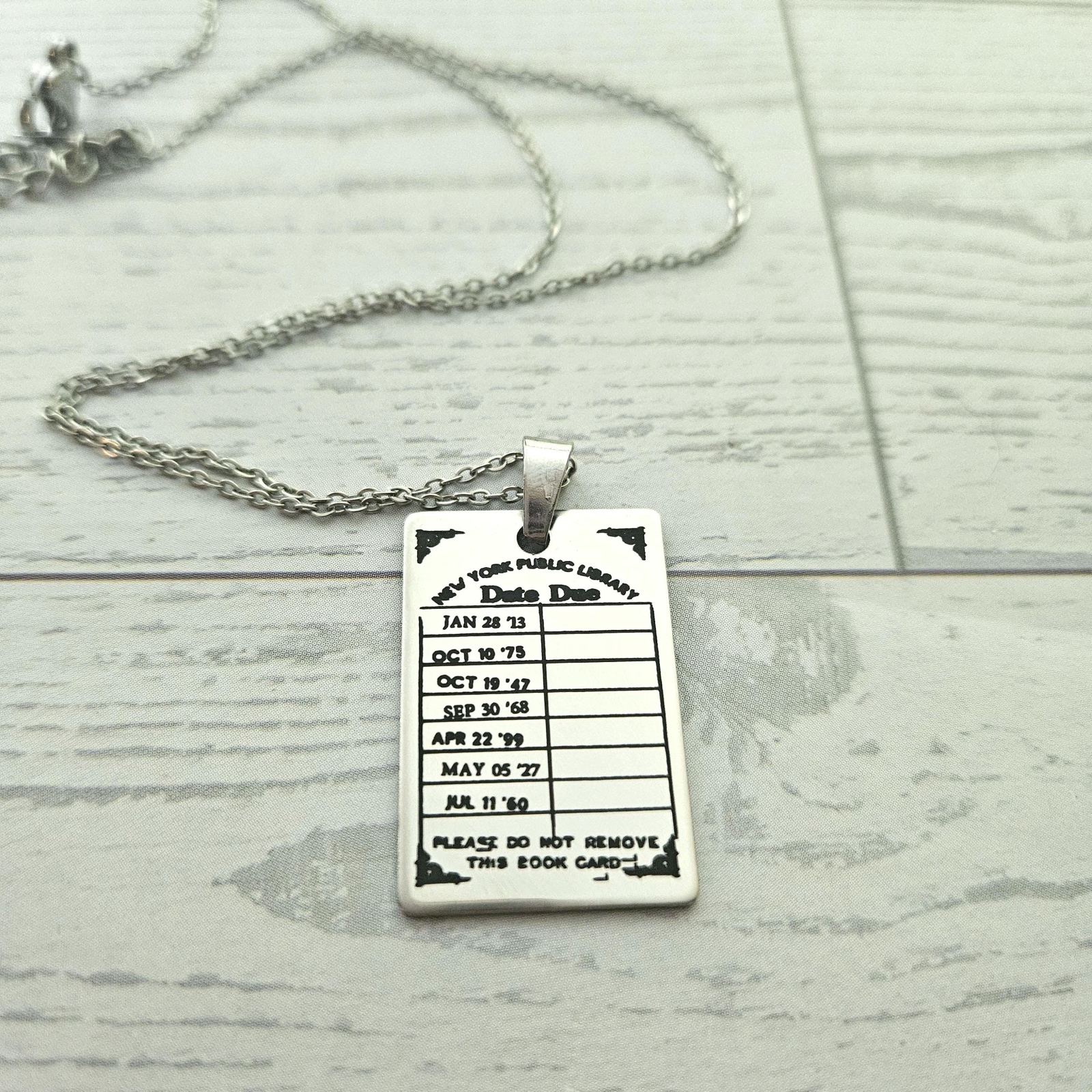 Personalized Library Due Date Necklace, Custom Engraved Library Card Pendant, Vintage Bookish Jewelry Personalized Library Due Date Necklace, Custom Engraved Library Card Pendant, Vintage Bookish Jewelry – Bookish – Handmade by ShesSoCrafty Goods