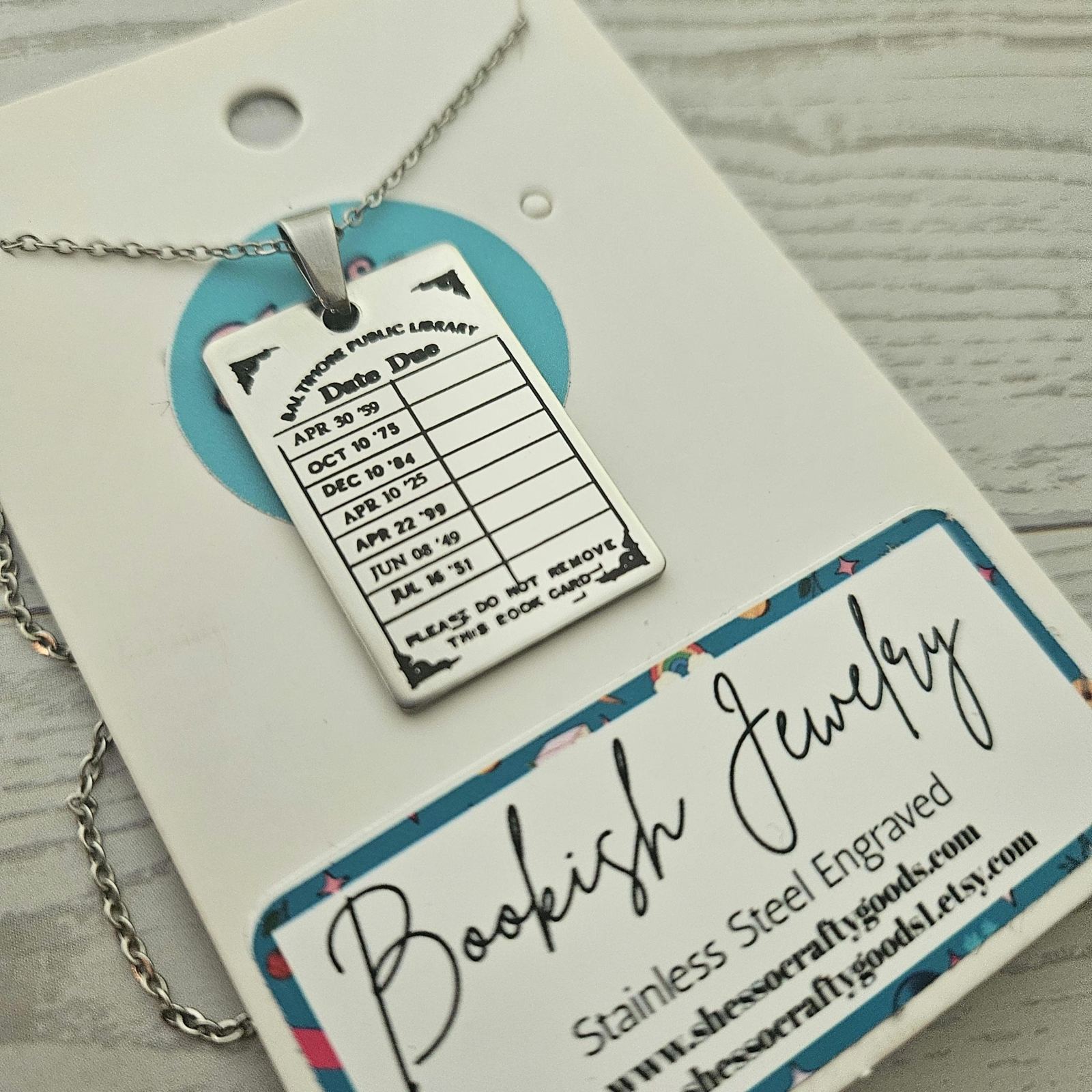 Personalized Library Due Date Necklace, Custom Engraved Library Card Pendant, Vintage Bookish Jewelry Personalized Library Due Date Necklace, Custom Engraved Library Card Pendant, Vintage Bookish Jewelry – Bookish – Handmade by ShesSoCrafty Goods
