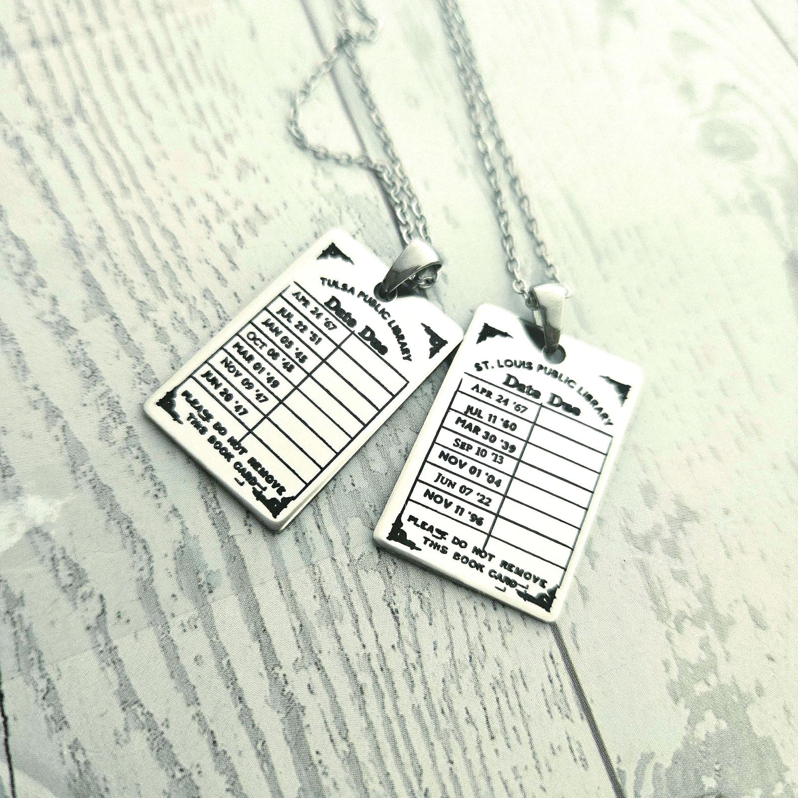Personalized Library Due Date Necklace, Custom Engraved Library Card Pendant, Vintage Bookish Jewelry Personalized Library Due Date Necklace, Custom Engraved Library Card Pendant, Vintage Bookish Jewelry – Bookish – Handmade by ShesSoCrafty Goods