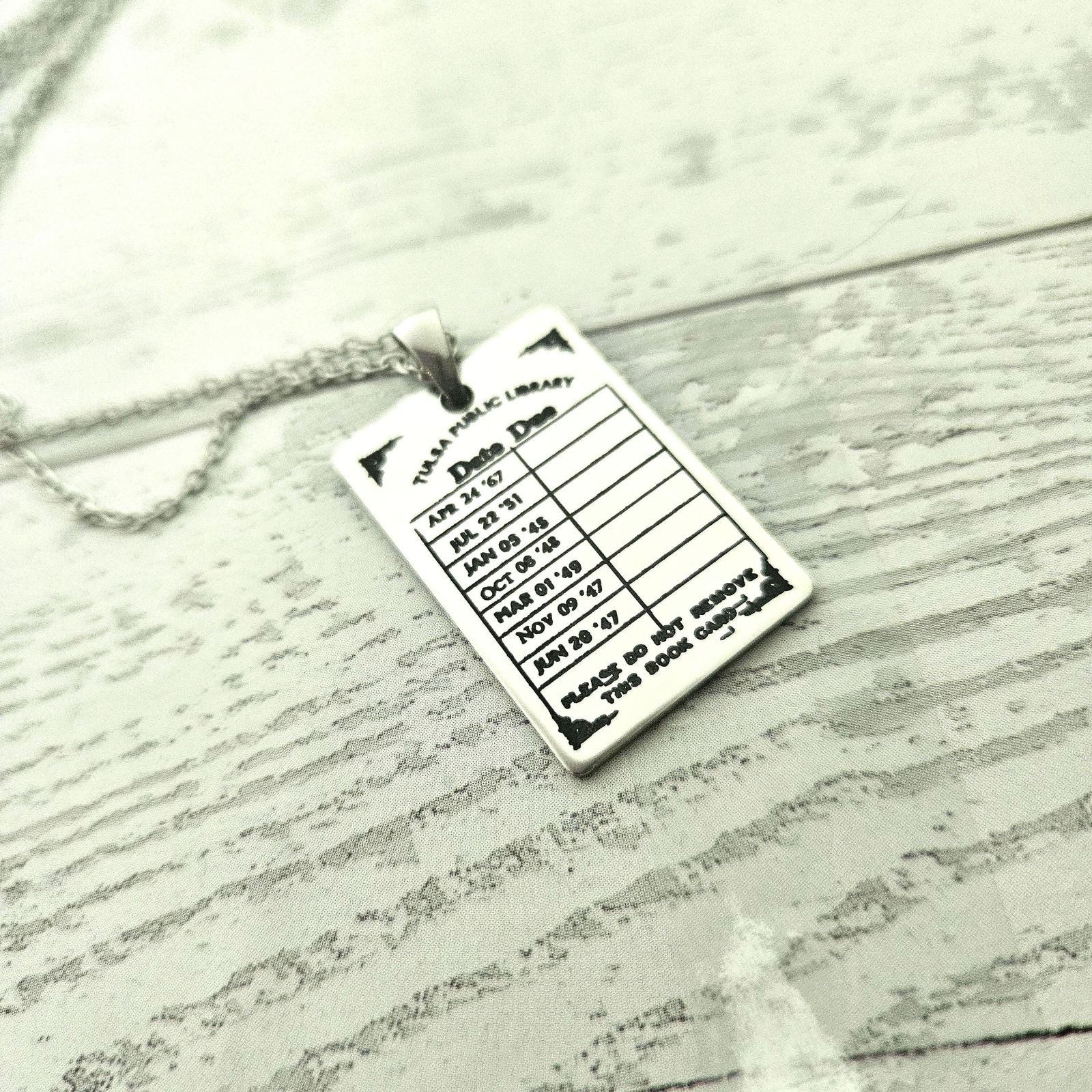 Personalized Library Due Date Necklace, Custom Engraved Library Card Pendant, Vintage Bookish Jewelry Personalized Library Due Date Necklace, Custom Engraved Library Card Pendant, Vintage Bookish Jewelry – Bookish – Handmade by ShesSoCrafty Goods