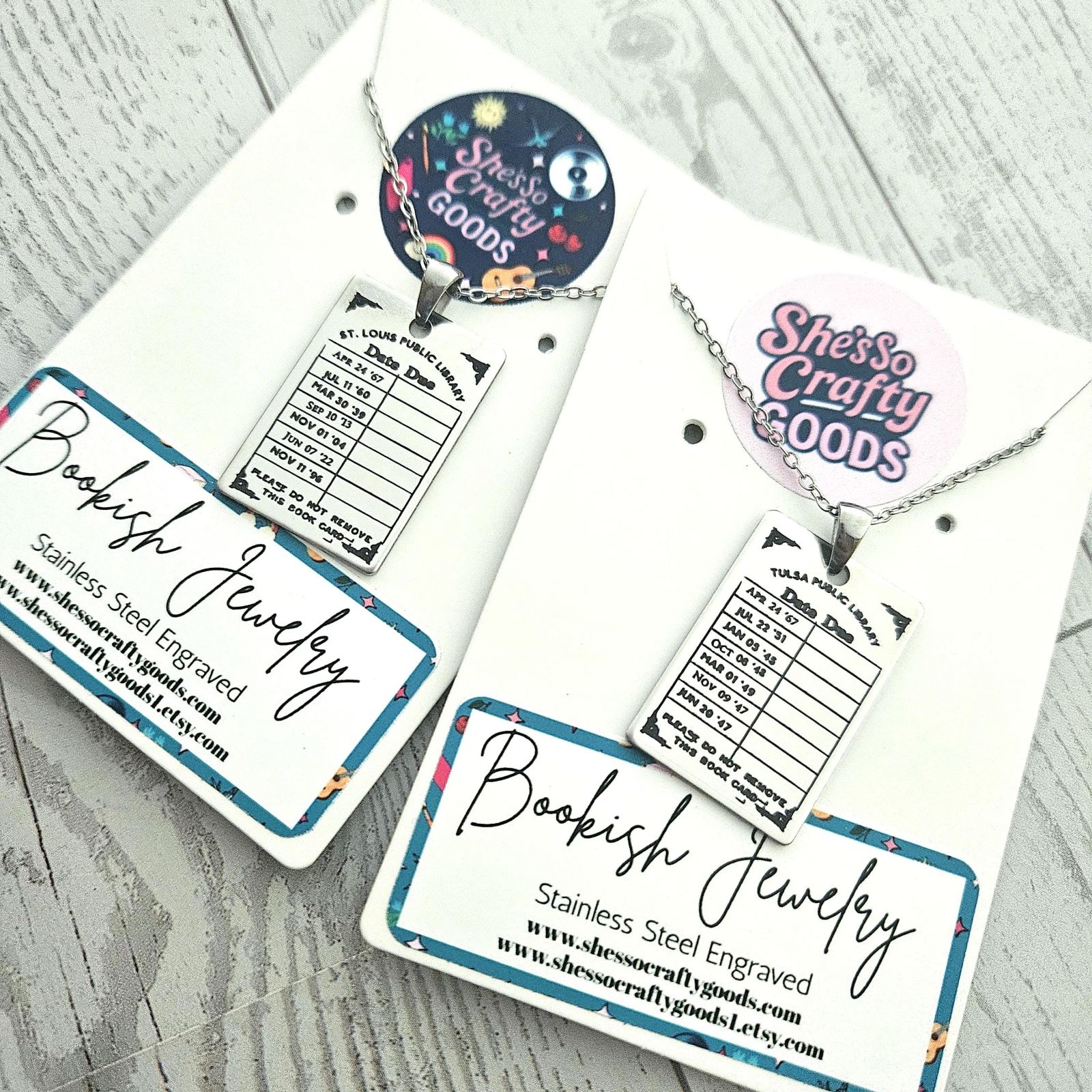 Personalized Library Due Date Necklace, Custom Engraved Library Card Pendant, Vintage Bookish Jewelry Personalized Library Due Date Necklace, Custom Engraved Library Card Pendant, Vintage Bookish Jewelry – Bookish – Handmade by ShesSoCrafty Goods