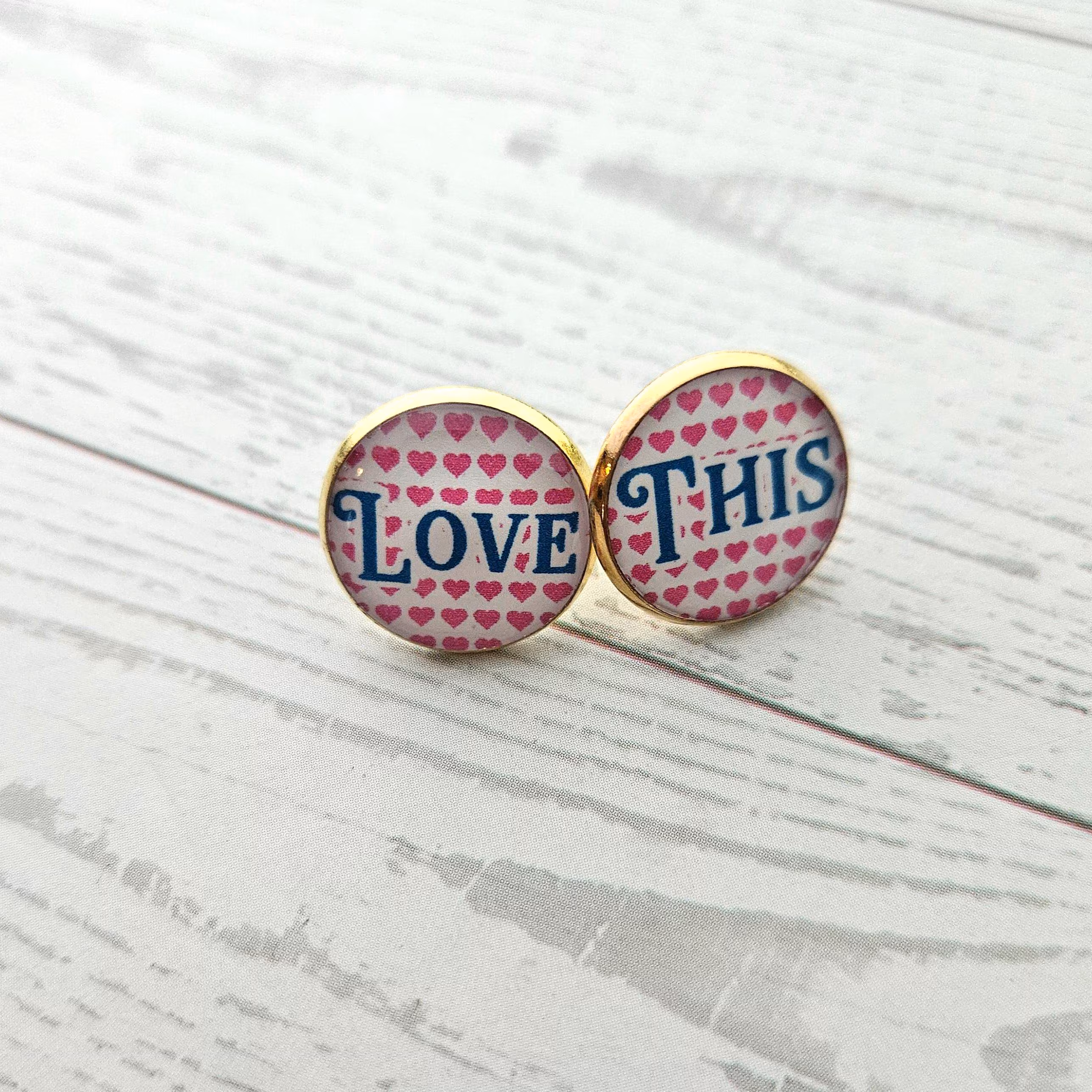 Fuck This Love It Stud Earrings, Conversation Heart Swear Word Set – Earrings – Handmade by ShesSoCrafty Goods
